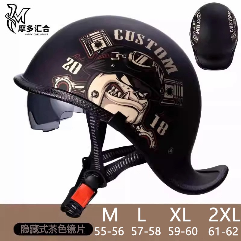 Lens Cap Vintage - Helm sepeda motor Retro untuk pria,