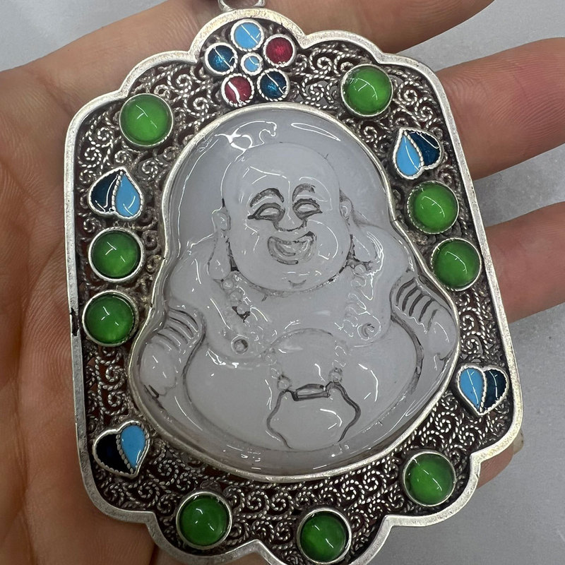 Vintage Collectible Market - Jimat Buddha berlapis perak dari paduan