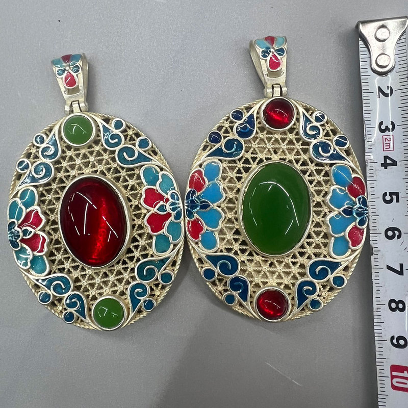 Vintage Collectible Market - Liontin Perak Cloisonné Koleksi Vintage dengan