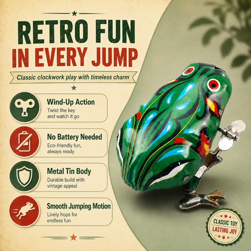 Katak Kaleng Mekanis Putar den - Vintage Collectible Toys ulasan dan harga