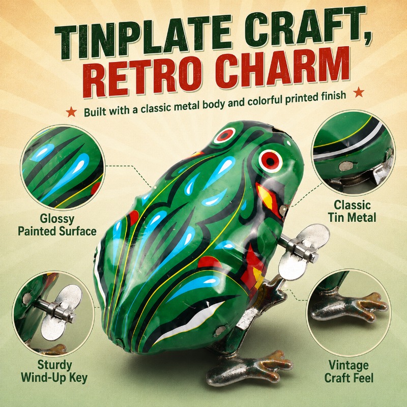 Katak Kaleng Mekanis Putar den - Vintage Collectible Toys ulasan dan harga