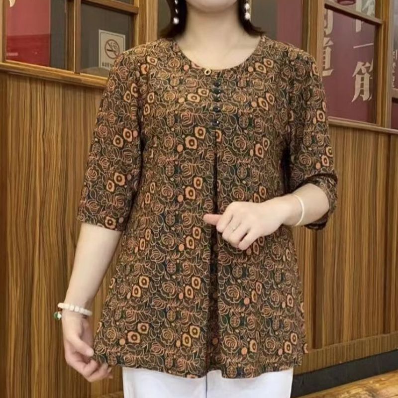 Kaus motif Vintage kasual long - Vintage Collectible Buttons ulasan dan harga